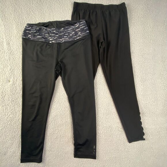 Bundle (2) Woman Legging Black Size Medium Reebok/No Bundaries Used - Picture 1 of 11